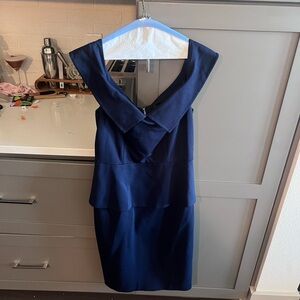 Ted Baker Navy Structured Peplum Midi Dress